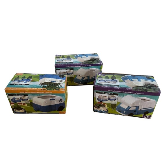 Ceramic Vehicle Planter Pot RV and Camper For Succulents Cactus Set Lot of 3 - Picture 1 of 1